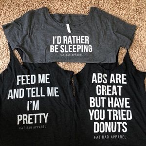 Size medium Fat Bar Apparel tanks and tee.